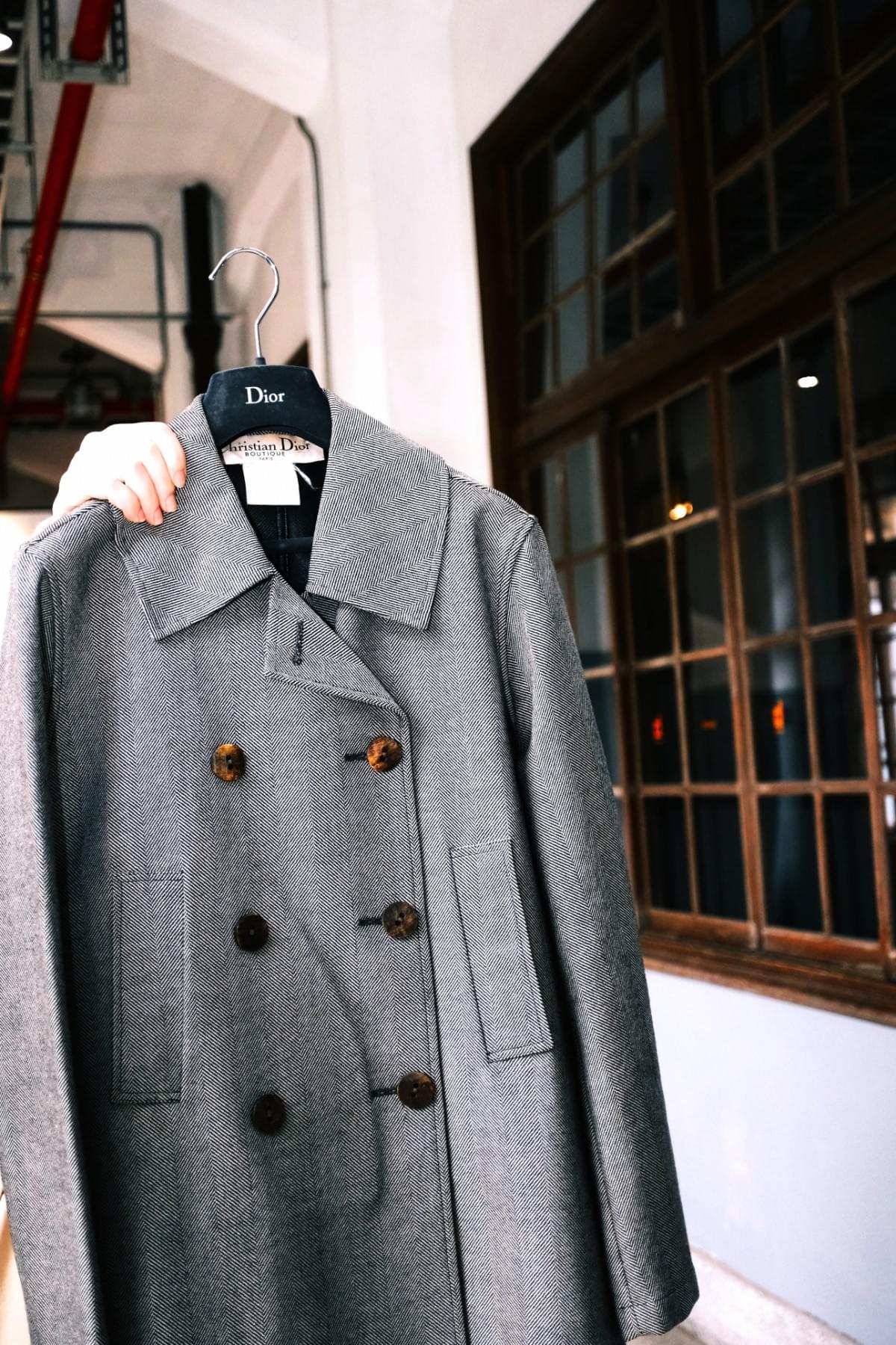 Paris Boutique 1990年代 灰色內裡皮革大衣外套