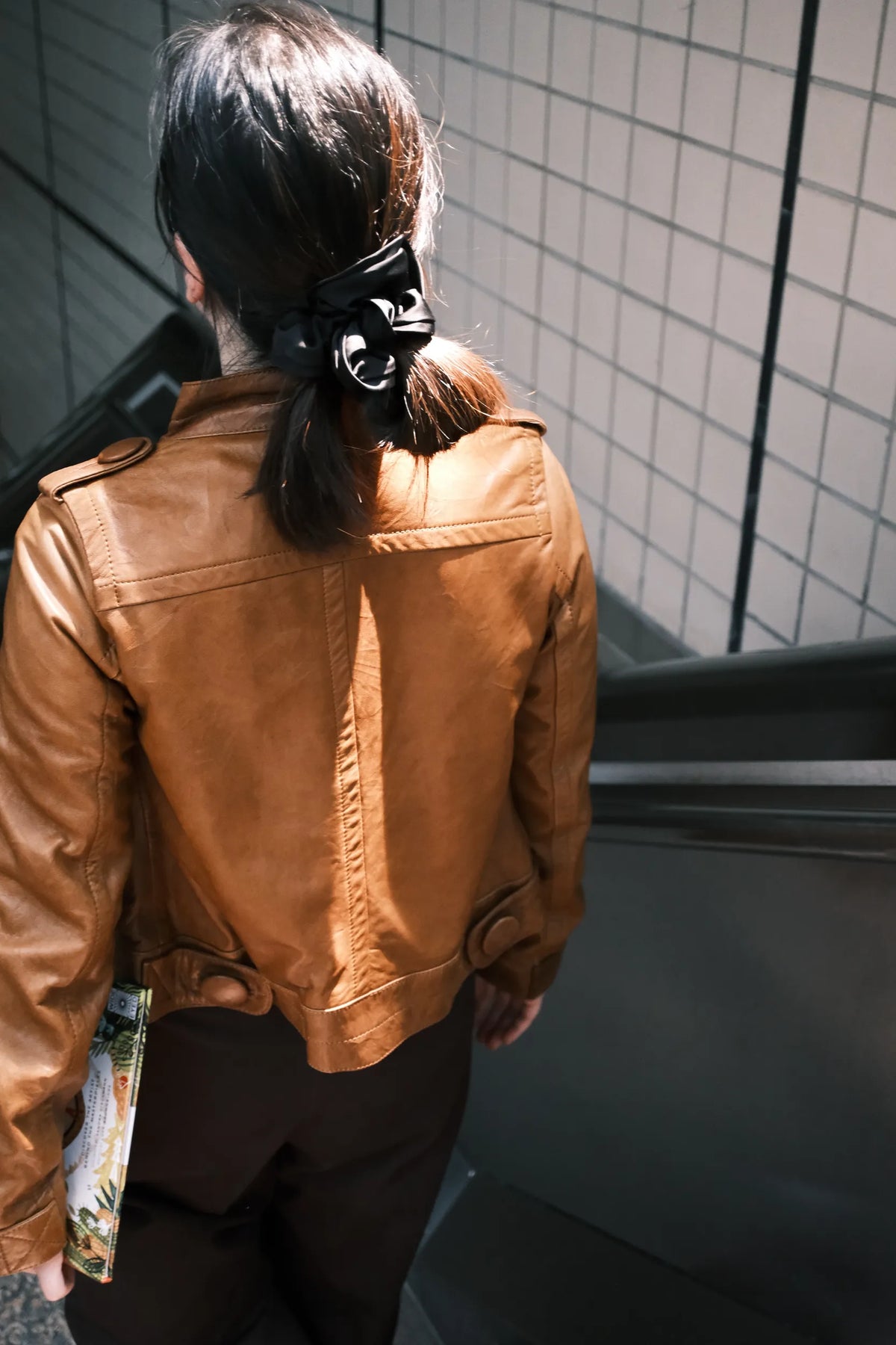 Thomas Burberry 2000s 復古焦糖色大鈕釦立領小羊皮皮衣外套