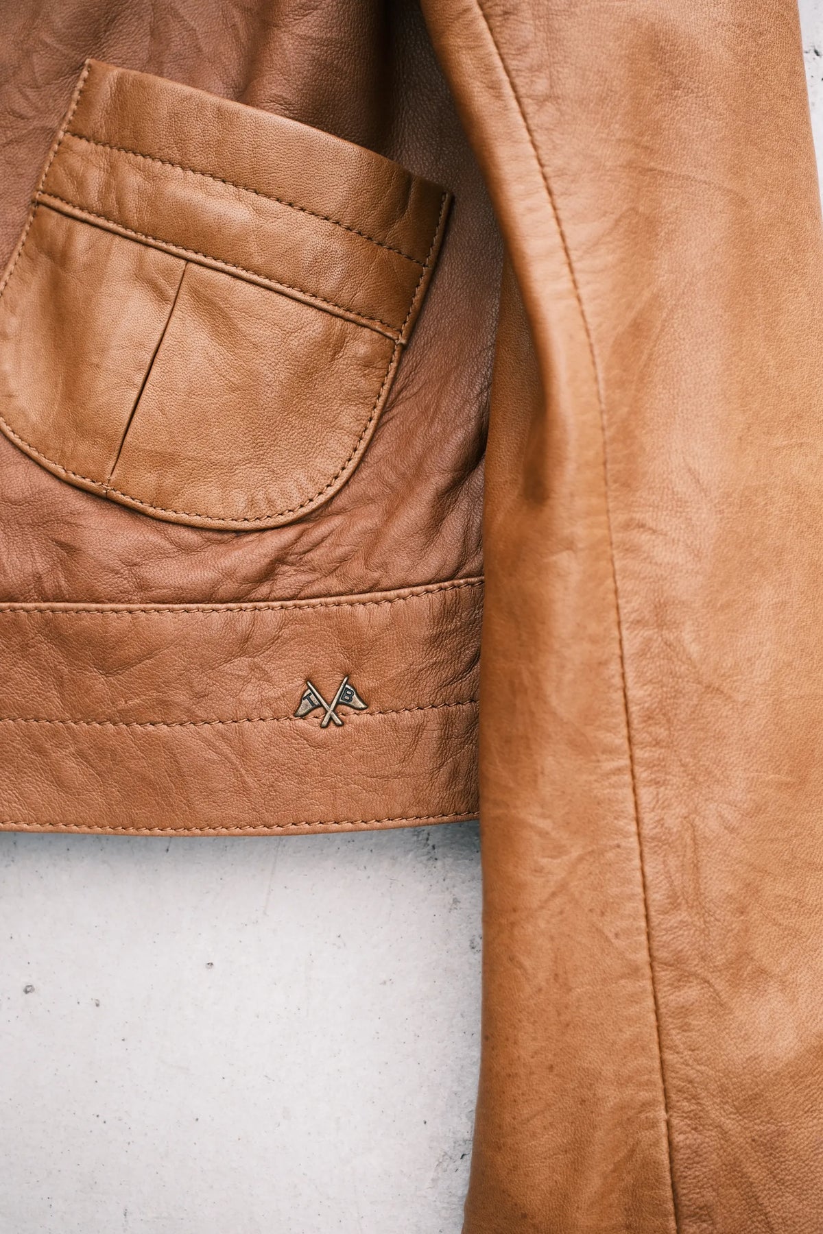 Thomas Burberry 2000s 復古焦糖色大鈕釦立領小羊皮皮衣外套